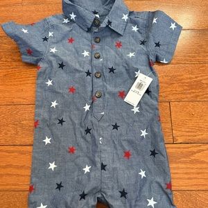 Shorts one piece outfit.